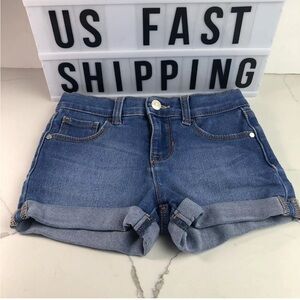 Wonder Nation Shorts Jean stretch Girl Size 4T Adjustable Waist  Blue  Used K-2